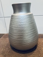 vase keramik ton groß 31cm hoch-22cm Durchmesser Silber Handarbeit
