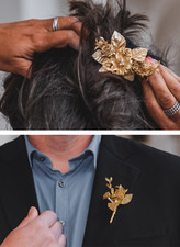 Goldene Hochzeit Haarschmuck und Anstecknadel Set Jubiläumsschmuck 50 Jahre Ehe