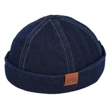 Denim Mütze ohne Krempe Herren Damen Retro Docker Miki Matrose Melone Beanie Bündchen Kappe