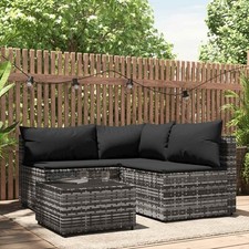 vidaXL Garten Lounge Set mit Kissen Gartensofa Ecksofa Gartenmöbel Poly Rattan