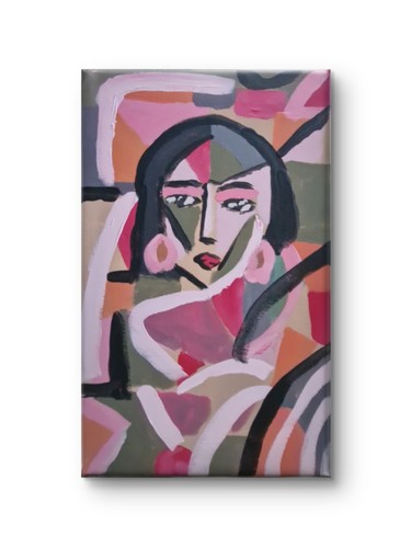 Kubistische frau ohrringe rosa - ohrringe,