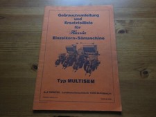 EINZELKORN-SAMMASCHINE - TYP MULTISEM - HANDBUCH & TEILLISTE - GEBRAUCHTER ZUSTAND