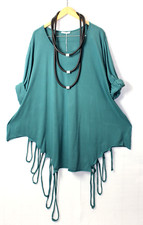 Moonshine Tunika Shirt   48 50 52  Lagenlook Gr. 2 Petrol Neu