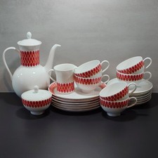Porzellan Kaffee-Service von Melitta; Serie “Rom 2802“ mit orange-rotem Muster