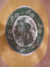 Royal Tudor Ware, Coaching Taverns 1828 grün weiß, 2 Servierplatten oval, Engl.