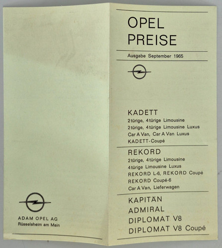 Opel preisliste kadett - opel,
