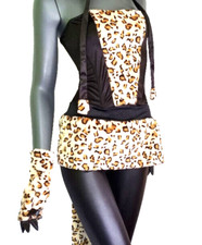Faschingskostüm Karneval Leopard Katze Plüsch hell Gr.34/36