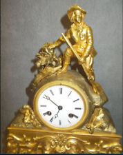 Figurenuhr Jäger ca. 1830 Kaminuhr-Pendule-Frankreich. Schöne Feuervergoldung