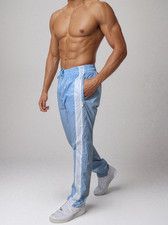 PU Nylon Sport Jogginghose aus PU Skay Blau Glanz Nylon