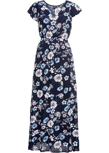 Bedrucktes maxikleid volants - bedrucktes,