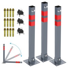 Absperrpfosten 1-5 Set Parkplatzsperre rot/Grau Stahl Klappbar abschließbar