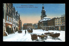 AK Hirschberg Schlesien Marktplatz im Winter mit Pferdeschlitten