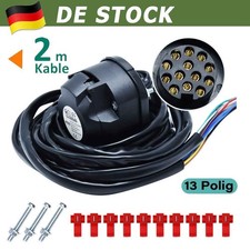 Anhänger Steckdose 13 Polig mit Kabel 2m Vorverdrahtet  Anhängerkupplung DE
