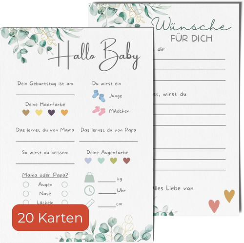 Ratespielkarten für - 20,