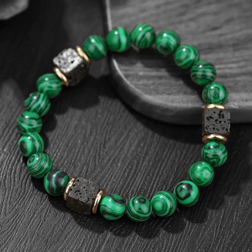 Malachit armband lava würfel - malachit,
