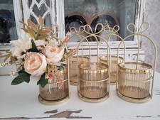 Vase Blumenvase Gold Hochzeit Tischdeko Deko Teelicht Kerzen Kerzenhalter Votiv