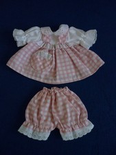 Puppenkleidung alt 2Teiler rosa-weiß Baby Celluloid Masse Porzellanpuppe