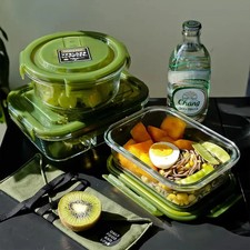 Rechteckige Glas Lunchbox Mikrowellenfest Dicht Kombination 1-2L