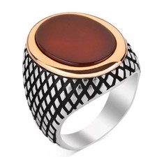Herren 925 Sterling Silber Rot
