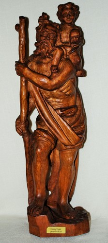 Große holzfigur christopholus - holzfigur,