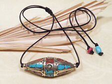 Halskette Good Luck - Tibet Perle - Längenverstellbar - Türkis Koralle - Nepal