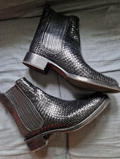 Edle Stiefeletten v. Stephane Kélian Gr. 39,5/40 - schwarzes Flechtleder 