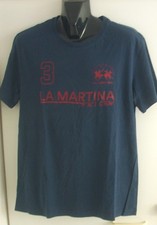 L "LA MARTINA BUENOS AIRES" blaues Kurzarmshirt mit rotem Aufdruck vorne Gr. XL