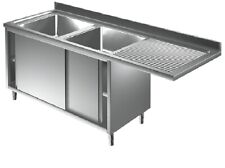 Spülzenter 1600x600 mit 2 Becken links für Spülmaschine Gastro Spüle Spültisch