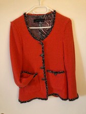 ZARA Woman Bouclé Sommer Blazer Koralle Schwarz Futter Zebra Gr. XS/S - 34/36 