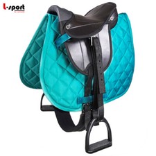 L-Sport Sattel für Holzpferd Stehpferd mit Zubehör Schabracke türkis