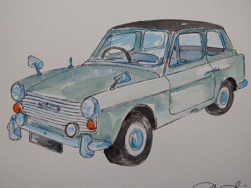 Austin a40 aquarell lackierung - aquarell,