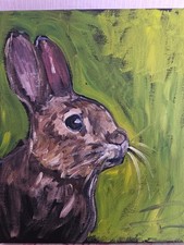 Ölgemälde Tier Ölbild Bilder Modern Art Kunst Unikat Wandbild  25x30 Hase