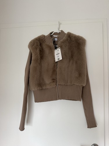 Bershka fellweste beige - fellweste,