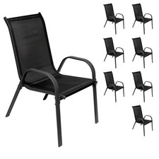 8er Set Gartenstuhl Stapelstuhl Stapelsessel Metall Textilen Anthrazit - Schwarz