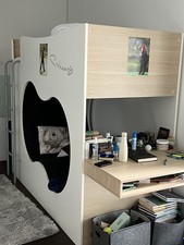 Kinderhochbett mit Coocooning U Schreibtisch Kinderhochbett