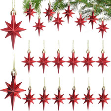 12 Stück Weihnachtsbaum Deko, Weihnachtsstern, Weihnachtsbaumschmuck Sterne, Chr