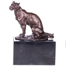 Bronzefigur Panther Skulptur Raubkatze Figur Jaguar StatueTierfigur Bronze Mamor