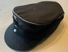 Alt Feuerwehr Schirmmütze Rheinland Pfalz schwarz Silber Paspel 60-70erJ Deko