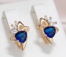 Damen Ohrringe/Ohrstecker 14k 585 Rolled Rosegold 1,7cm Blauer Zirkonia