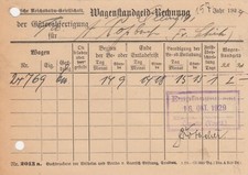 OELSNITZ, Rechnung 1929, Deutsche Reichsbahn-Gesellschaft Wagenstandgeld