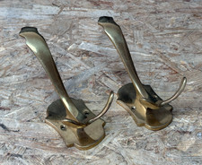 2x Vintage Garderobenhaken massiv Messing Wandhaken Hut Haken 60er 70er