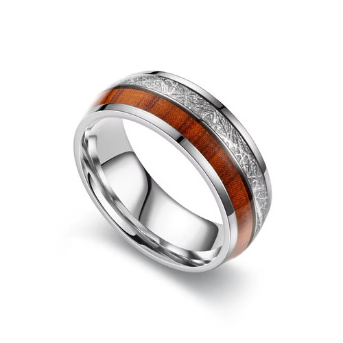 Edelstahl ring silber - edelstahl, braun