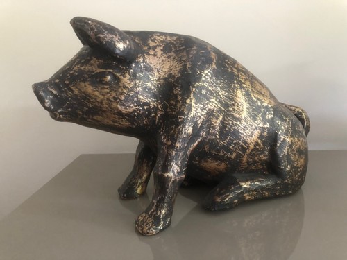 Vintage pappmaché schwein - pappmaché,