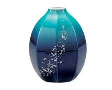KUTANI Porzellan Blumenvase "GINGA (Galaxy)" mit Silberblätter, H. 15,8 cm