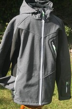 Nanok Jacke Softshelljacke mit Kapuze grau meliert Schwarz Gr. M unisex