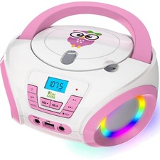 Perfektes Kinder Geschenkt: Tragbare CD-Player mit Disco RGB Lichtern in Pink