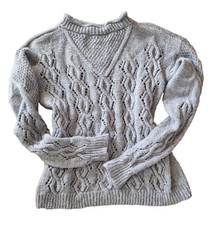 Alpaka Pullover Damen - grau-blau - Gr. S / M - 100% Alpaka-Wolle