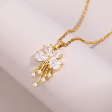 ✨ Blumen Kette Gold Zirkonia