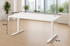 Schreibtisch Elektrisch Höhenverstellbar 160x70cm Weiß Tisch