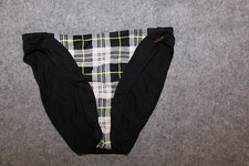 VINTAGE BIKINI UNTERTEIL SLIP GRÖSSE 38 SCHWARZ VORNE KARIERT VON SUNFLAIR